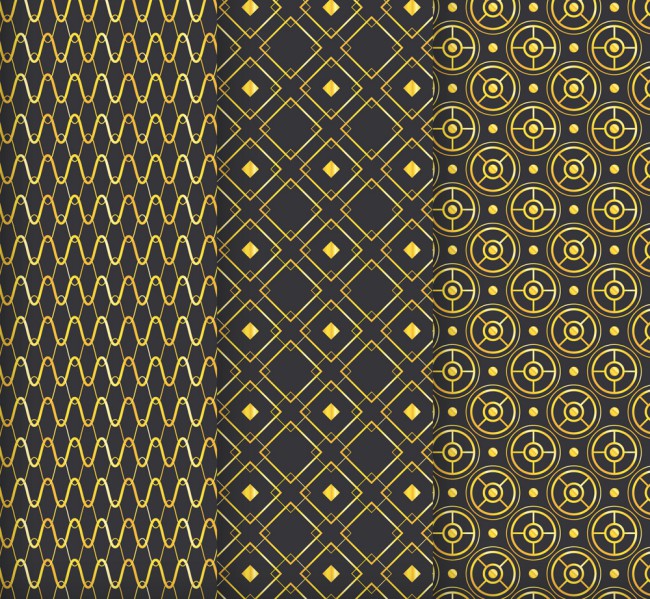 3款抽象金色花纹背景矢量素材普贤居素材网精选
