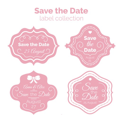 4款粉色婚礼标签设计矢量图普贤居素材网精选