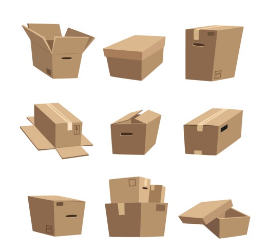 9款创意纸箱子矢量图普贤居素材网