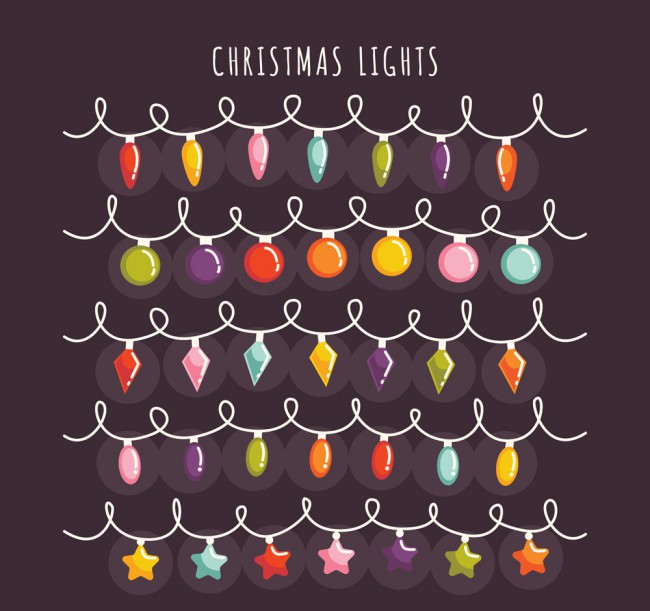 5款可爱手绘圣诞节彩灯串矢量素材16图库网精选
