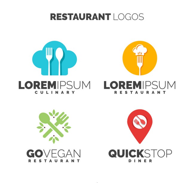 4款彩色餐馆标志矢量素材16设计网精选