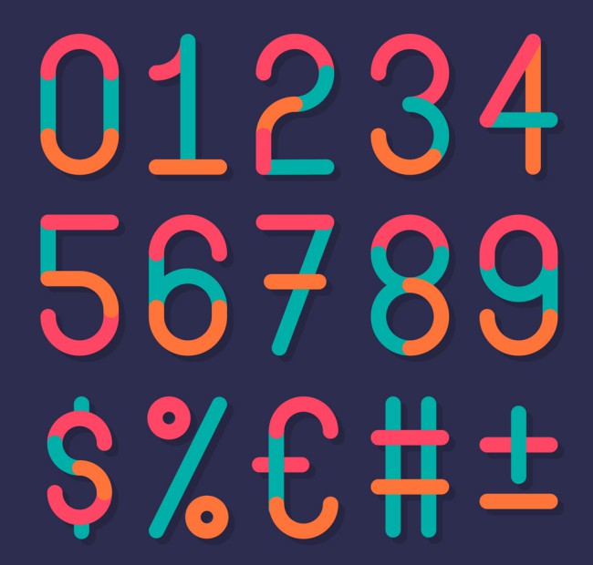16款创意拼色数字和符号矢量素材普贤居素材网精选