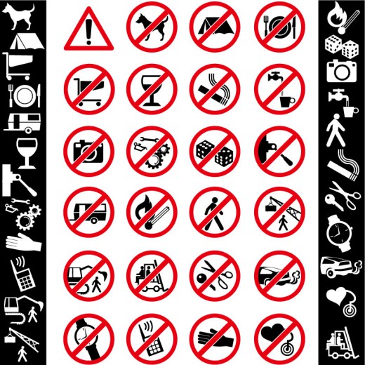 14个圆形警示禁止标志矢量素材素材