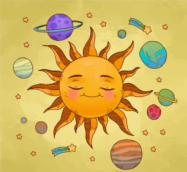 彩绘可爱太阳系八大行星矢量素材素材中国网精选