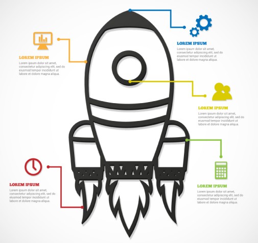 创意火箭商务信息图矢量素材16设计网精选