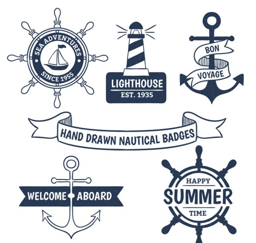 5款手绘航海徽章矢量素材16设计网