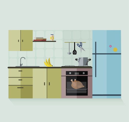 扁平化厨房设计矢量素材16图库网精选