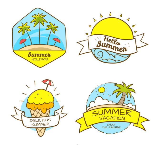 4款创意夏季假期标签矢量图16图库网精选
