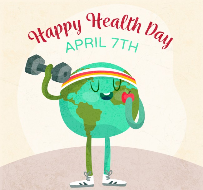 彩绘世界健康日健身的地球矢量图16设计网精选