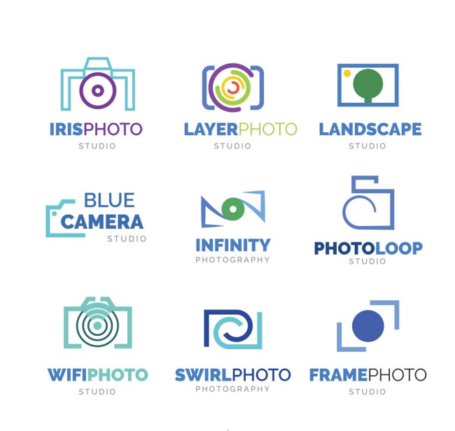 9款蓝色照相机标志矢量素材16图库网精选