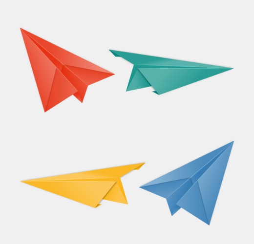 4款彩色纸飞机矢量素材素材中国网