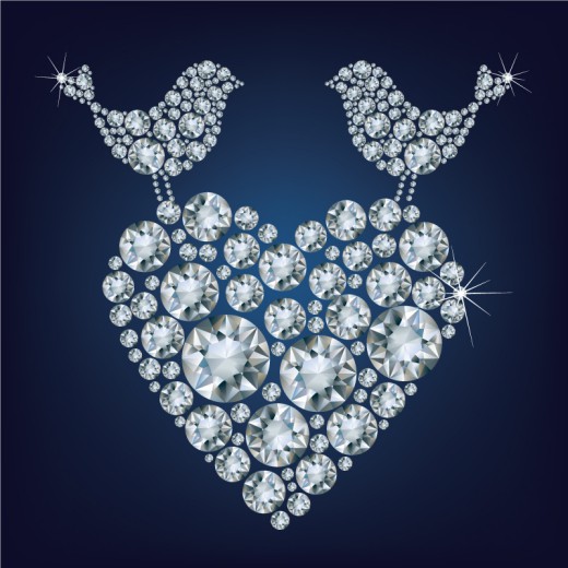 钻石鸟与爱心设计矢量素材16设计网精选