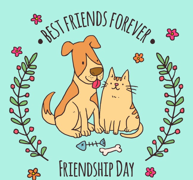 彩绘国际友谊节猫和狗矢量图16图库网精选