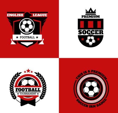 4款红色足球标志矢量图素材中国网精选