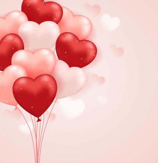 粉色和红色爱心气球束矢量素材16图库网精选