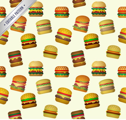 卡通汉堡包无缝背景矢量素材16素材网精选