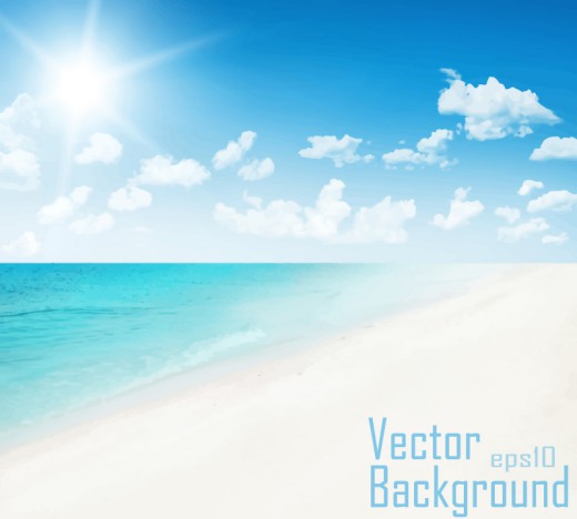 美丽蓝天沙滩背景矢量素材16设计网精选