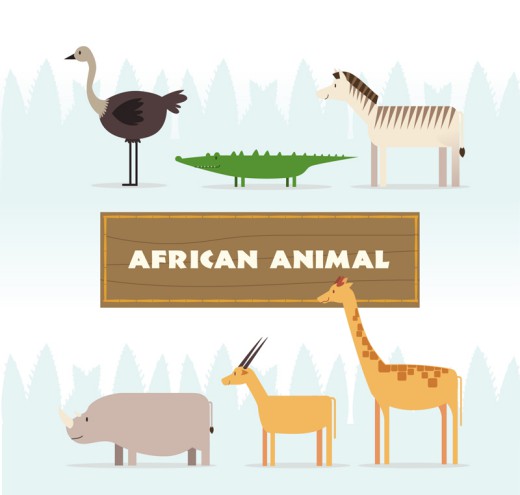 6款创意非洲动物侧面矢量素材16素材网精选