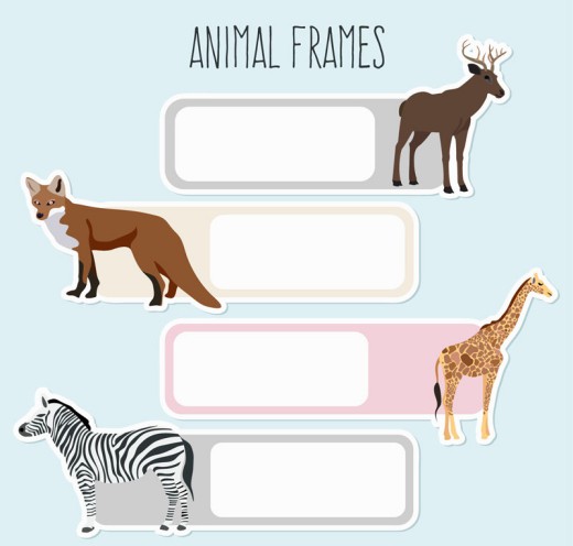 4款创意野生动物空白框架矢量素材16图库网精选