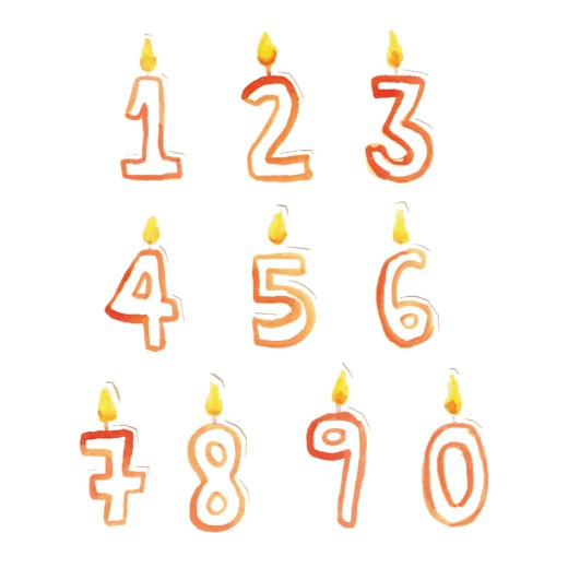 10个彩绘蜡烛数字矢量素材普贤居素