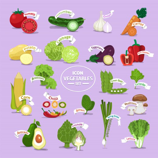 19款新鲜蔬菜图标矢量素材素材天下