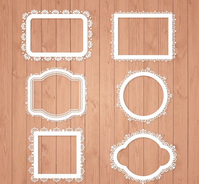 6款白色蕾丝花纹框架矢量素材16图库网精选