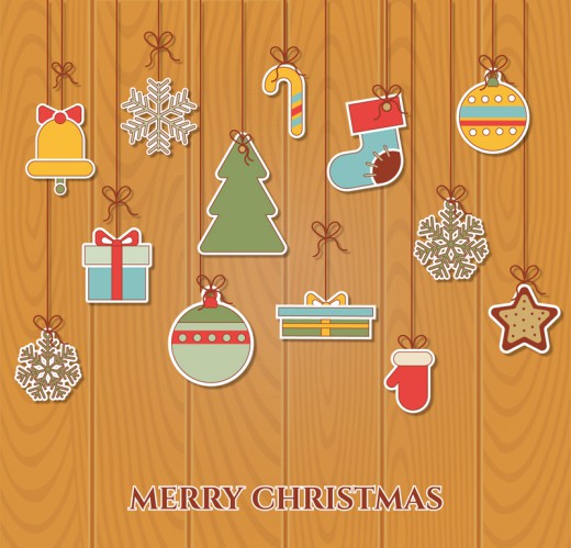 多种圣诞装饰物挂饰贺卡矢量素材16素材网精选