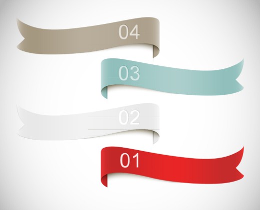 4款彩色带数字的丝带矢量素材16图库网精选