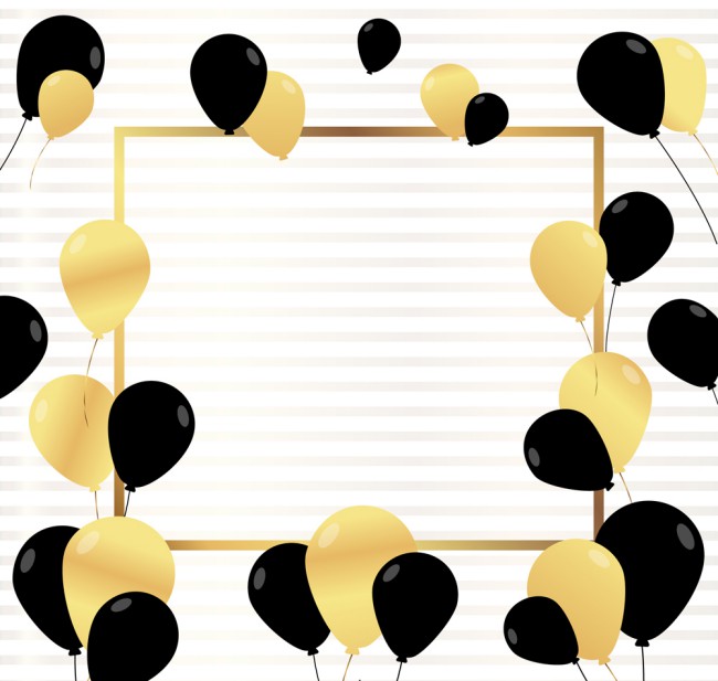 黑色和金色气球框架矢量素材16设计