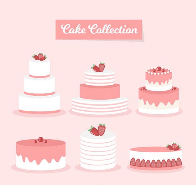 6款粉色节日蛋糕设计矢量素材16图库网精选