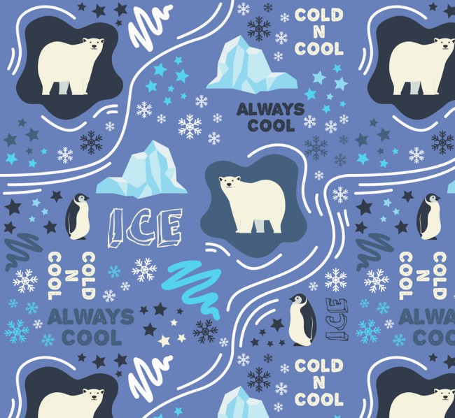 创意北极熊和企鹅无缝背景矢量图16
