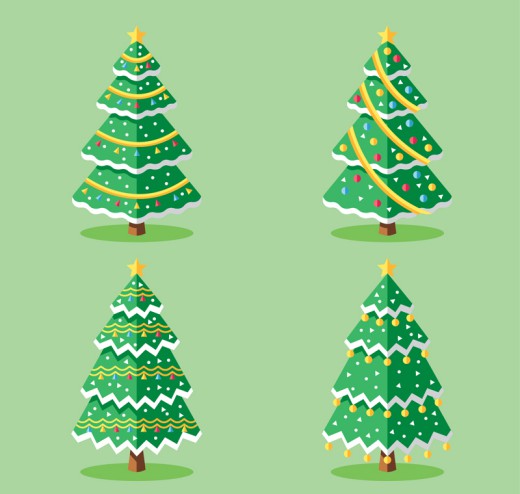 4款金星圣诞树设计矢量素材16图库网精选