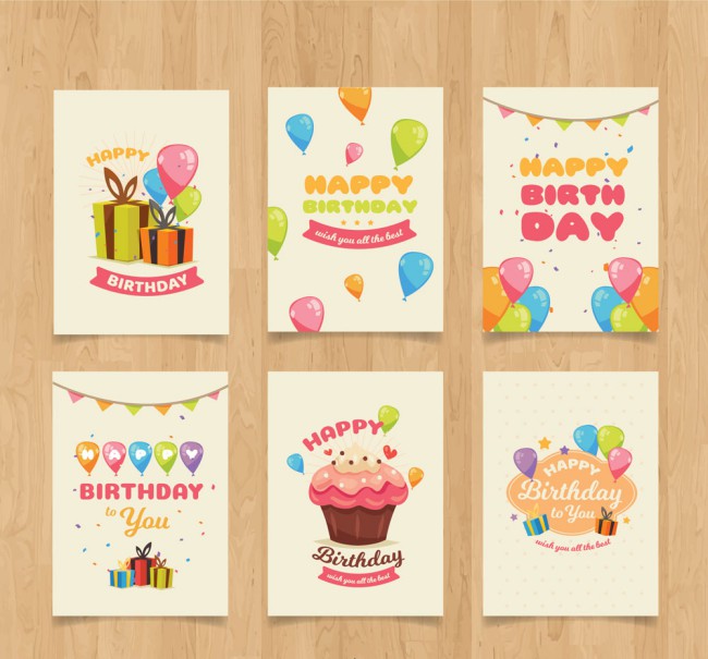 6款可爱生日快乐卡片矢量素材16图库网精选