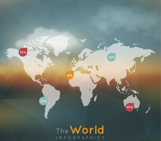 创意世界地图商务信息图矢量素材普