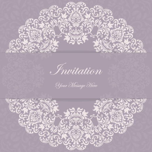 典雅紫色花纹邀请卡矢量素材16设计