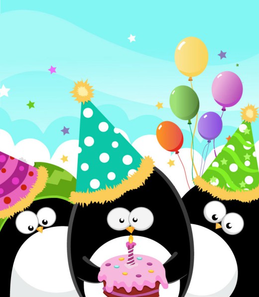 3只卡通过生日企鹅矢量素材素材中国网精选