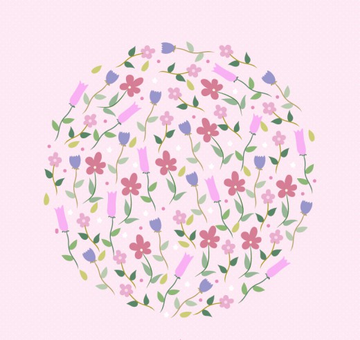 卡通花卉组合圆形矢量素材16素材网精选