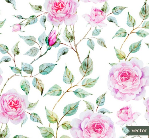 粉色水彩玫瑰花矢量图素材中国网精选