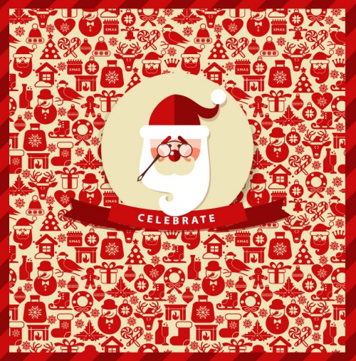 童趣红色圣诞元素贺卡矢量素材素材中国网精选