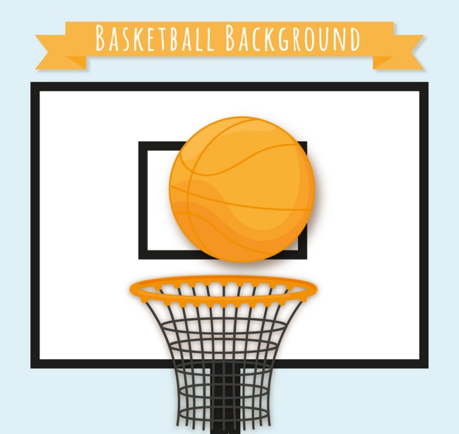 创意投进篮球架的篮球矢量图16素材网精选