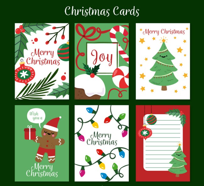 6款可爱圣诞节卡片矢量素材素材中