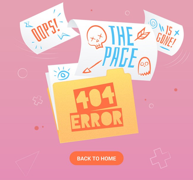 彩绘404错误页面文件夹矢量素材素