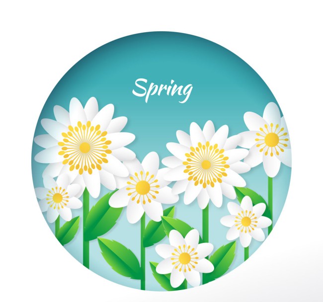 春季白色花丛设计矢量素材16图库网精选