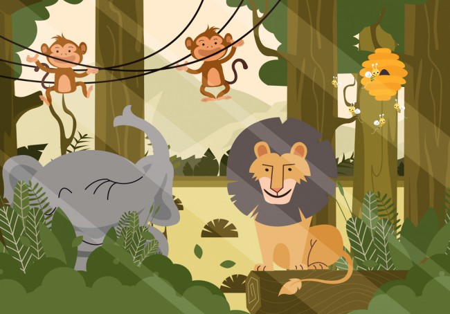 创意树林里的动物矢量素材16图库网精选
