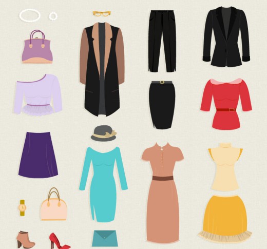 21款女子服饰与配饰矢量素材16素材