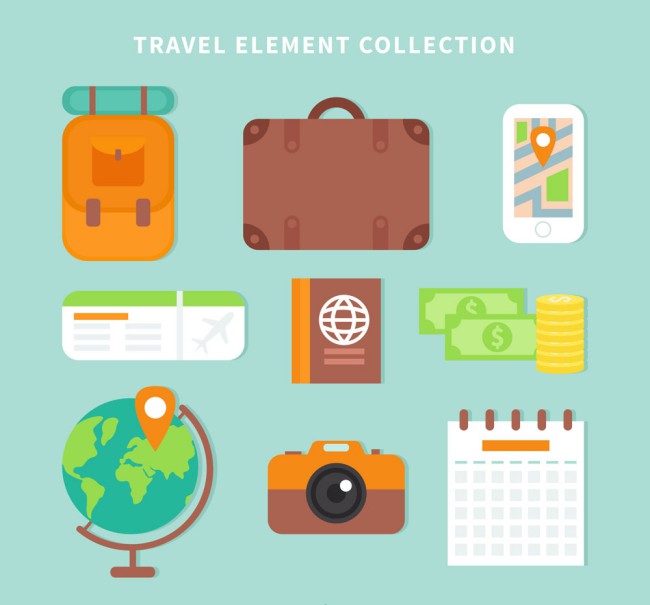 11款创意旅行物品矢量素材16图库网精选