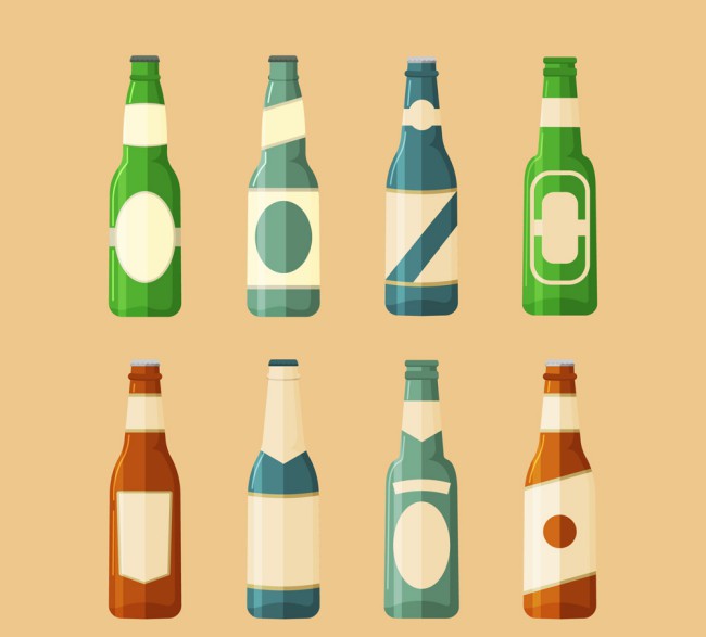 8款创意啤酒瓶设计矢量素材素材中