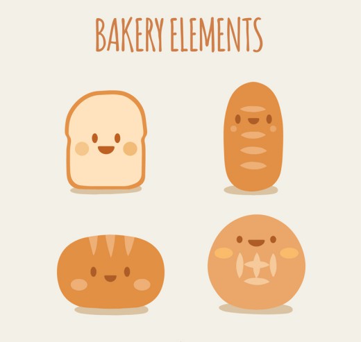 4款可爱面包表情设计矢量素材普贤居素材网精选