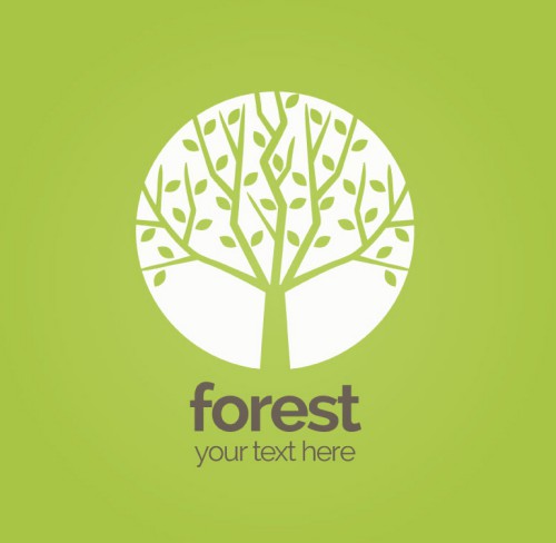 绿色树林标志矢量素材素材天下精选