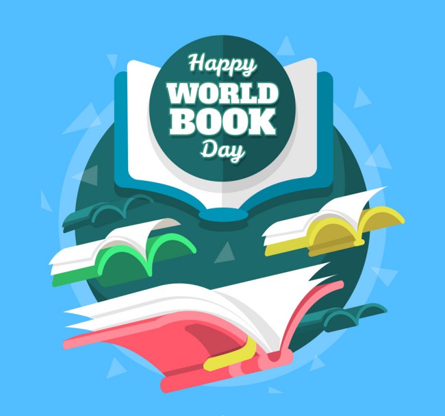 彩色世界图书日飞行的书籍矢量图16图库网精选